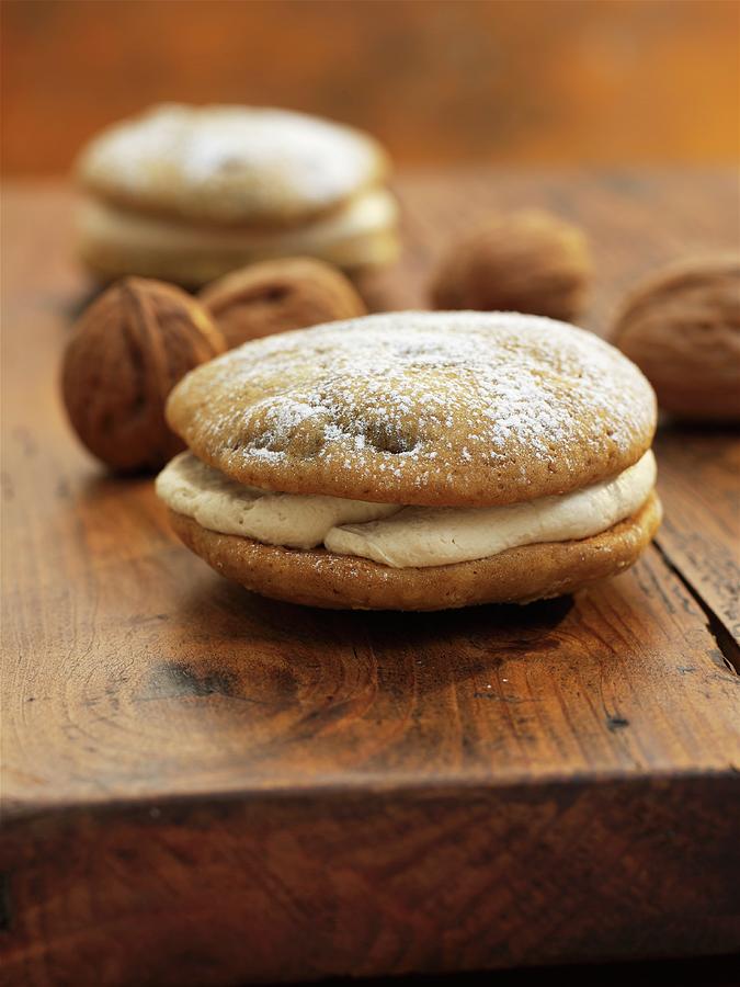 Coffee And Walnut Whoopie Pies Photograph by Garlick, Ian