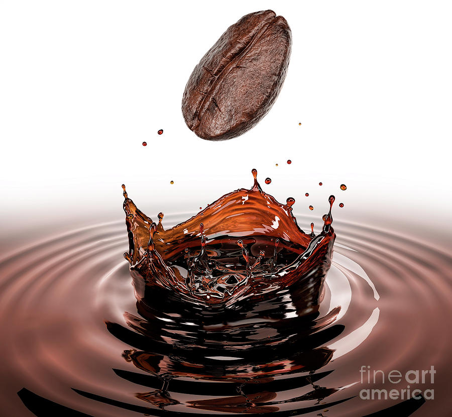 Coffee Bean Splashing In Pool Of Coffee Photograph by Leonello Calvetti/science Photo Library