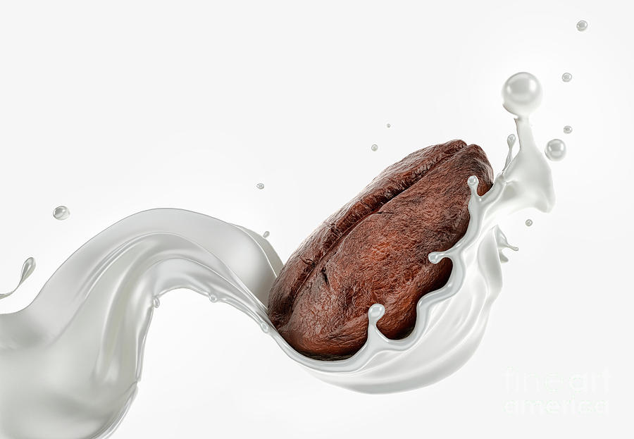 Coffee Photograph - Coffee Bean Splashing With A Milk Wave by Leonello Calvetti/science Photo Library