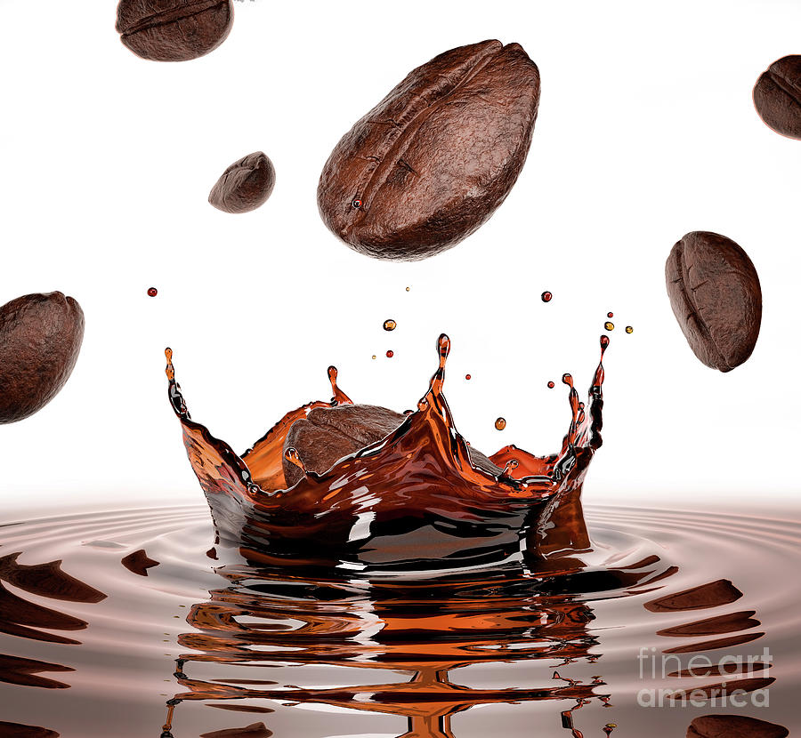 Coffee Beans Falling Into Pool Of Coffee Photograph by Leonello Calvetti/science Photo Library
