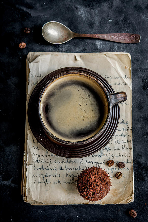 Coffee Beans In A Bowl And A Sieve With Cocoa Powder Photograph by Diana Kowalczyk