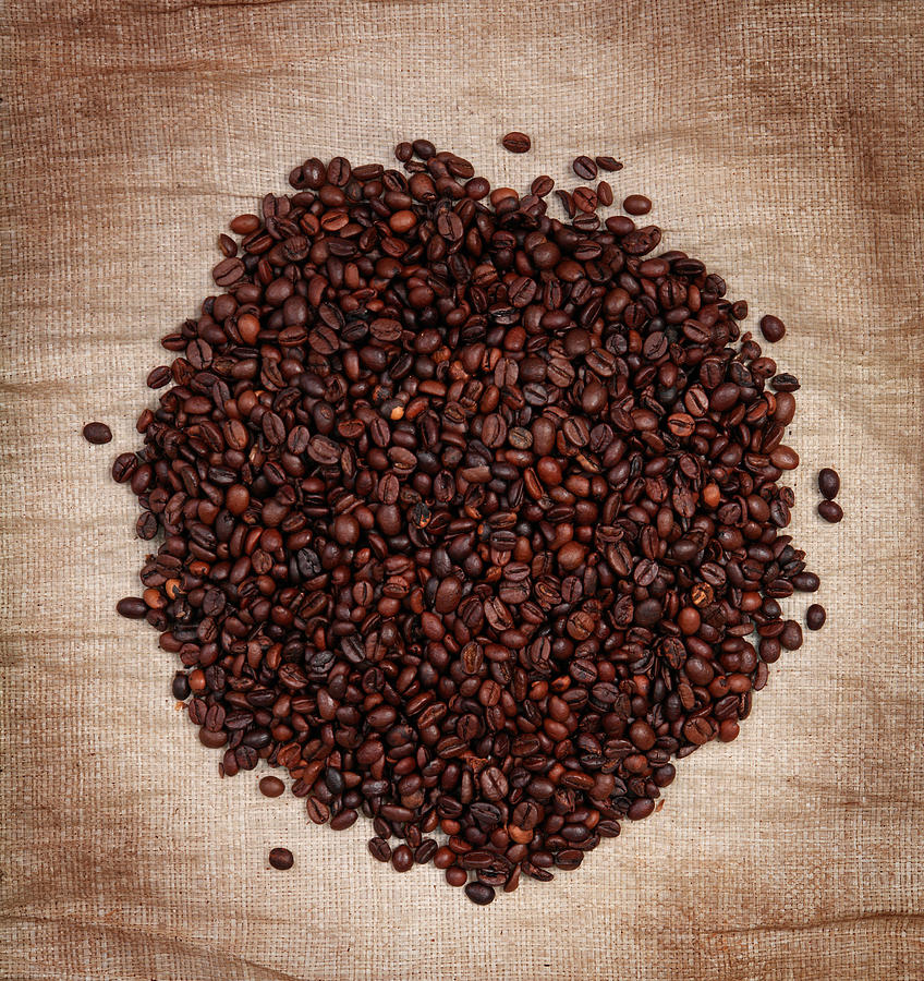 Coffee Beans On Juta Background Photograph by Narvikk