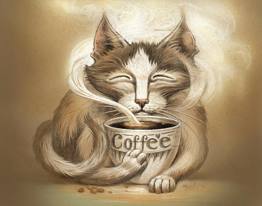 Coffee Painting - Coffee Cat by Jeff Haynie