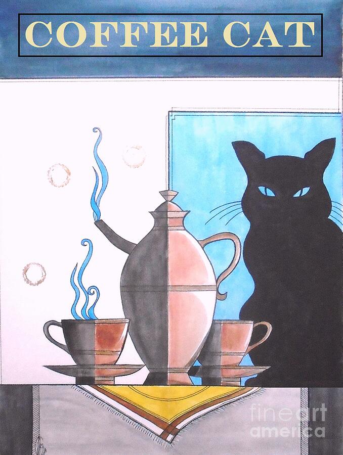Coffee Painting - Coffee Cat by John Lyes