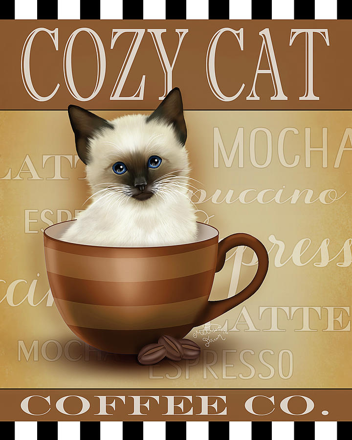 Animal Digital Art - Coffee Cat by Melissa Dawn