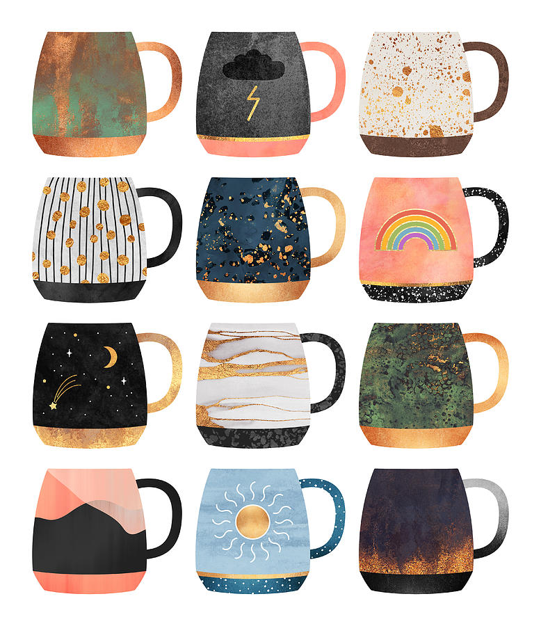 Coffee Cup Collection 2 Digital Art by Elisabeth Fredriksson