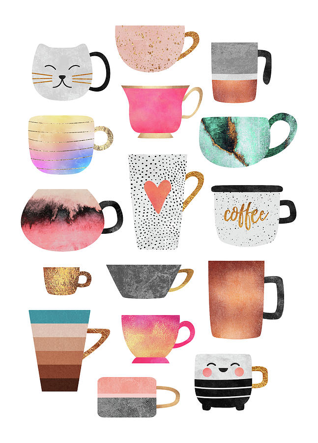 Coffee Cup Collection Digital Art by Elisabeth Fredriksson
