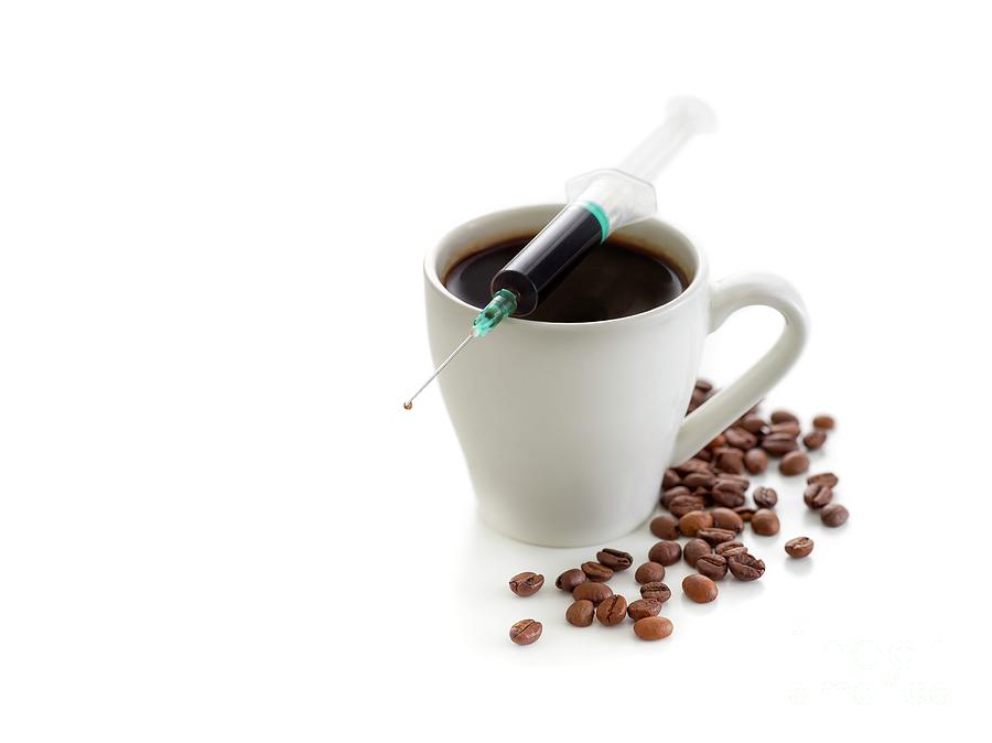 Coffee Cup With Beans And A Syringe Photograph by Science Photo Library