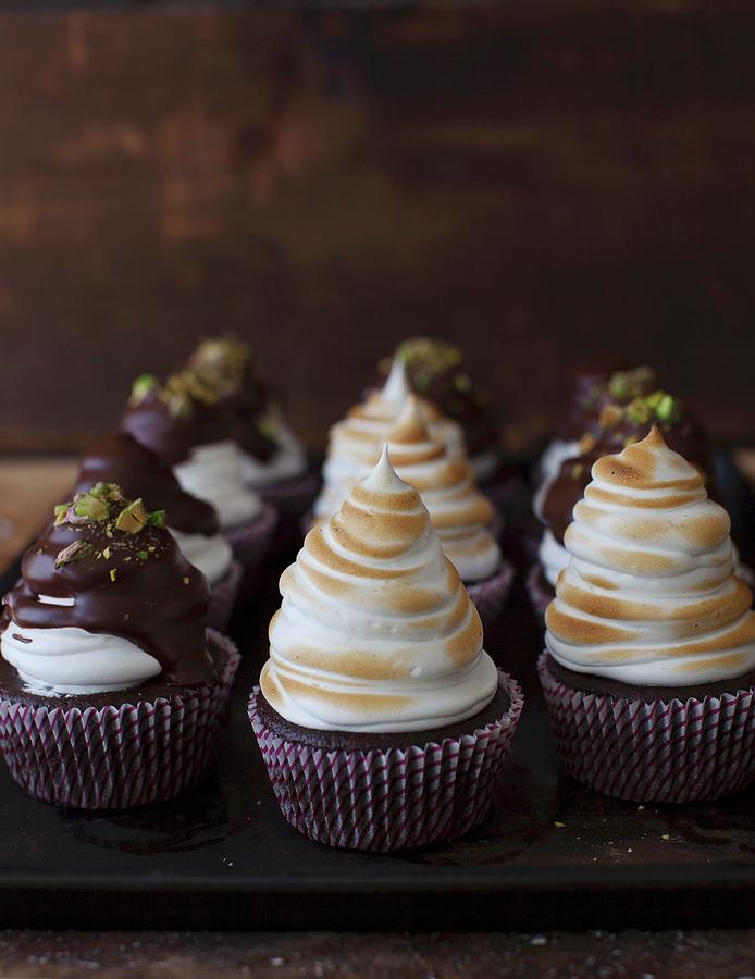 Coffee Cupcakes With Irish Cream Liqueur And Marshmallow Topping Photograph by Strokin, Yelena