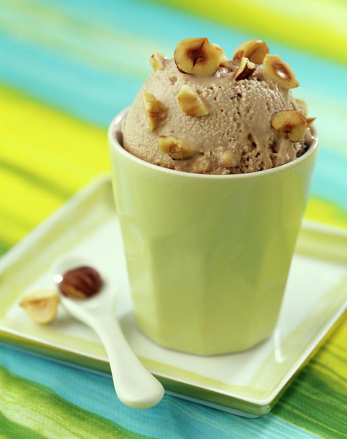 Coffee Ice Cream With Hazelnuts Photograph by Nurra - Fine Art America