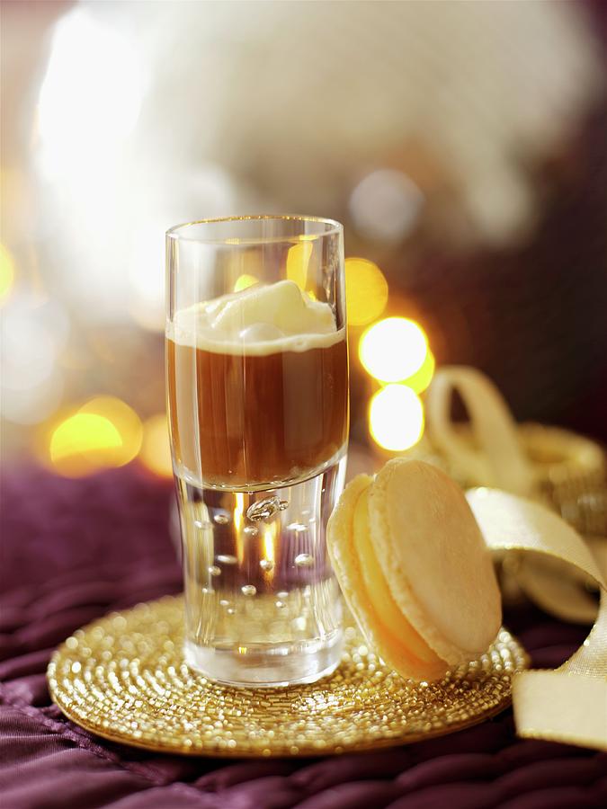 Coffee In A Shot Glass Served With A Macaroon christmas Photograph by Ian Garlick