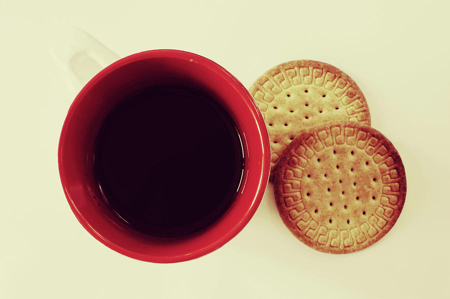 Coffee In Red Mug And Two Biscuits On Photograph by Ana Guisado Photography