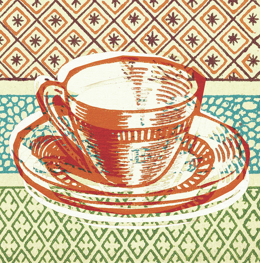 Coffee Drawing - Coffee or Tea Cup and Saucer by CSA Images