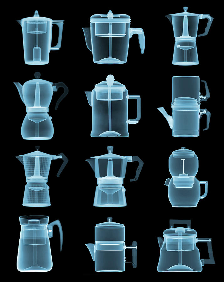 Coffee Pots X-ray Photograph by Ted M. Kinsman