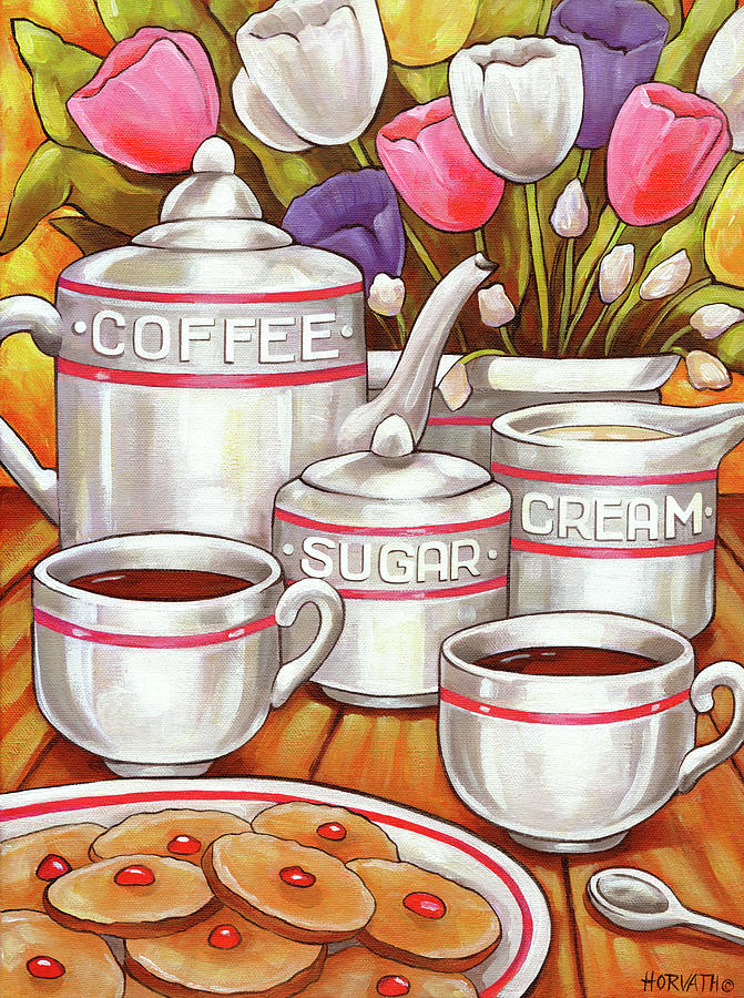 Coffee Painting - Coffee Sugar Cream by Cathy Horvath-buchanan