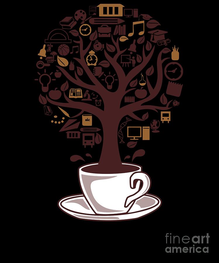 Coffee Tree Design Gift For Coffee Lover Digital Art by Dusan Vrdelja