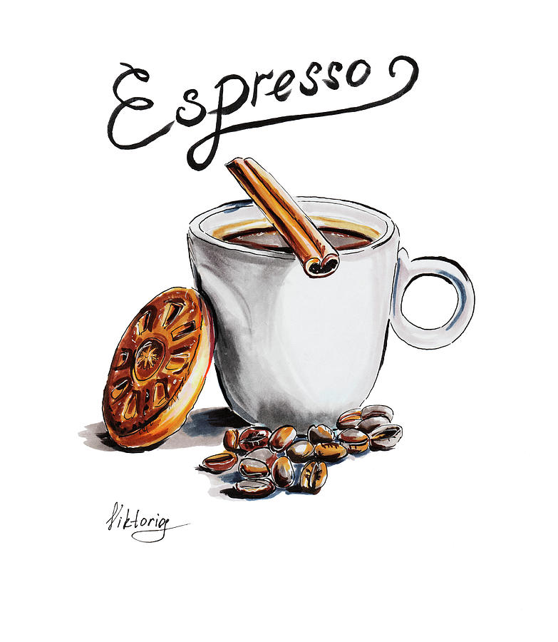 Coffee Drawing by Viktoryia Lavtsevich