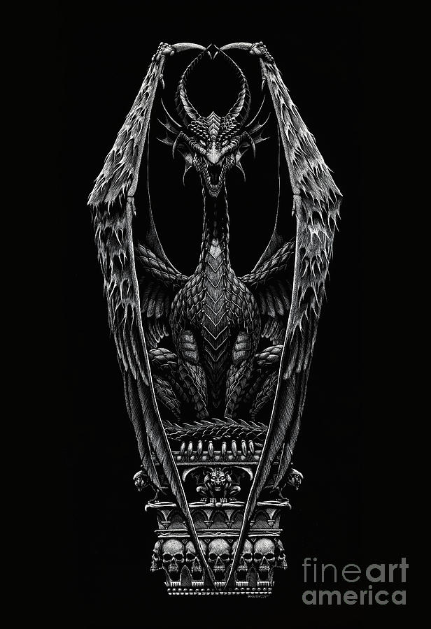 Dragon Drawing - Coffin Dragon by Stanley Morrison