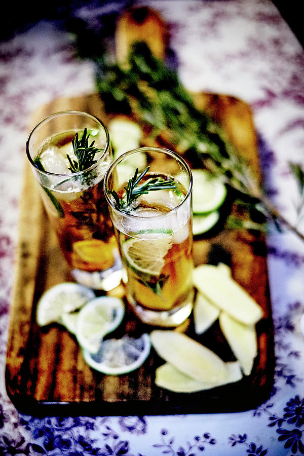 Cognac;lemon,ginger Ad Rosemary Cocktail Photograph by Amiel