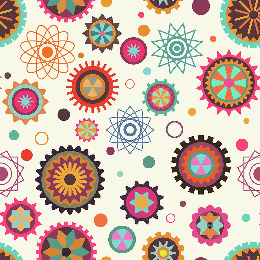 Cogs And Wheels In Seamless Pattern Photograph by Ikon Images