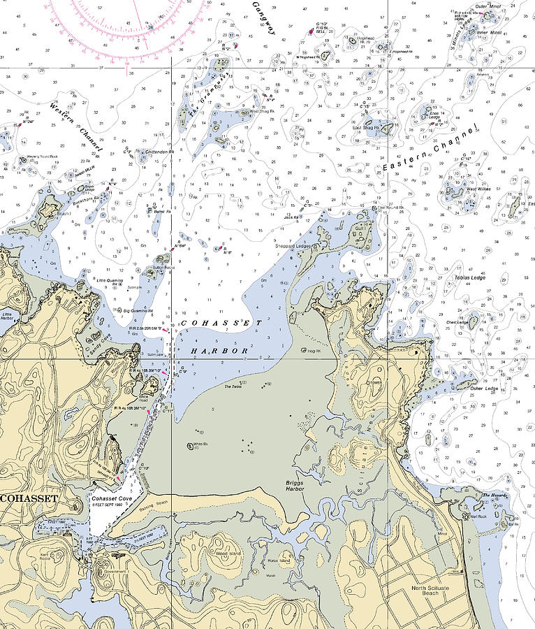 Cohasset Harbor-massachusetts Nautical Chart Mixed Media by Sea Koast ...