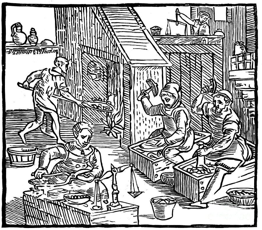 Coiners At Work, 1577. Artist Ralph Drawing by Print Collector