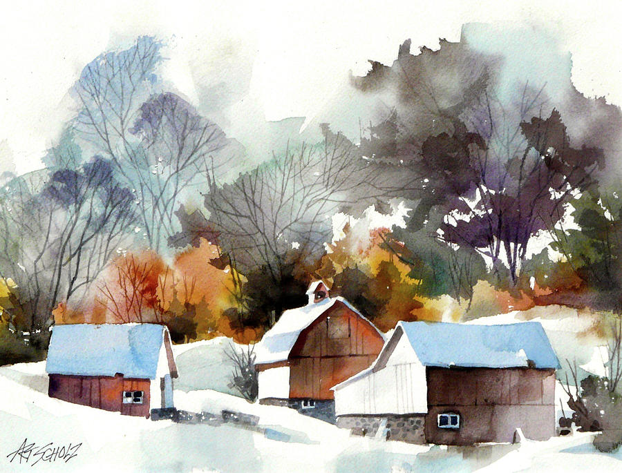 Cold Barns Painting by Art Scholz Cold Barns Painting by Art Scholz