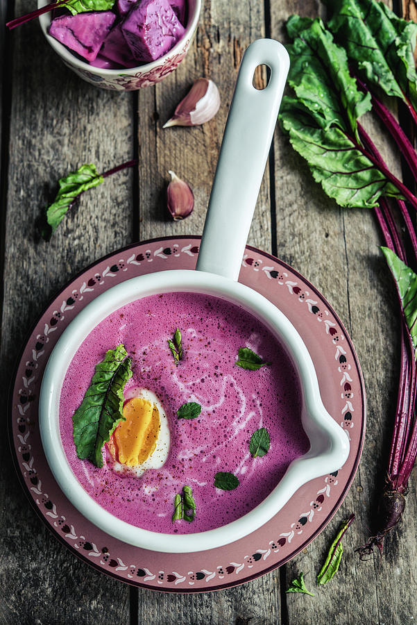 Cold Beetroot Soup With Egg And Garlic Photograph by Diana Kowalczyk