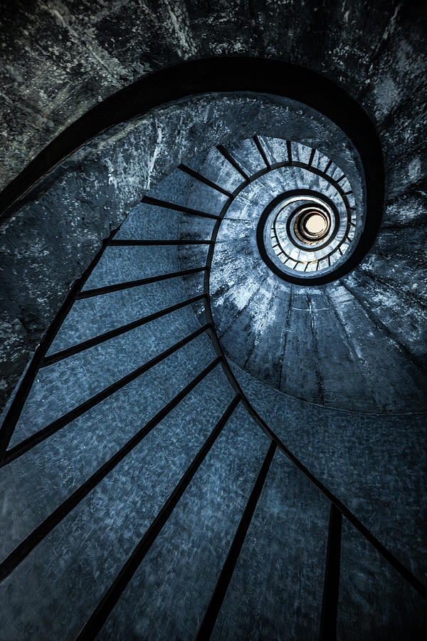 Cold blue staircase Photograph by Jaroslaw Blaminsky