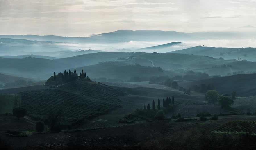 Cold foggy morning in Toscany Photograph by Jaroslaw Blaminsky