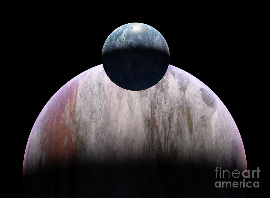 Space Photograph - Cold Planet And Gas Giant by Walter Myers/science Photo Library