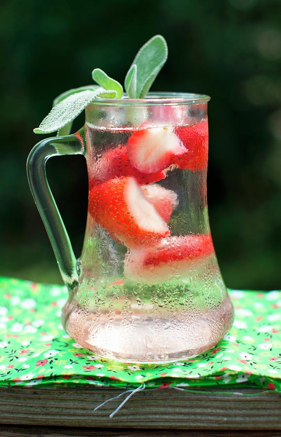 Cold Summer Strawberry Drink With Fresh Sage Photograph by Strokin, Yelena