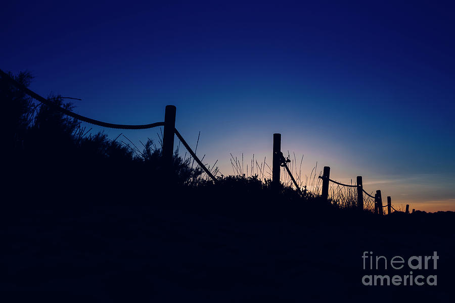 Cold sunset with silhouette of beach dunes Photograph by Joaquin Corbalan