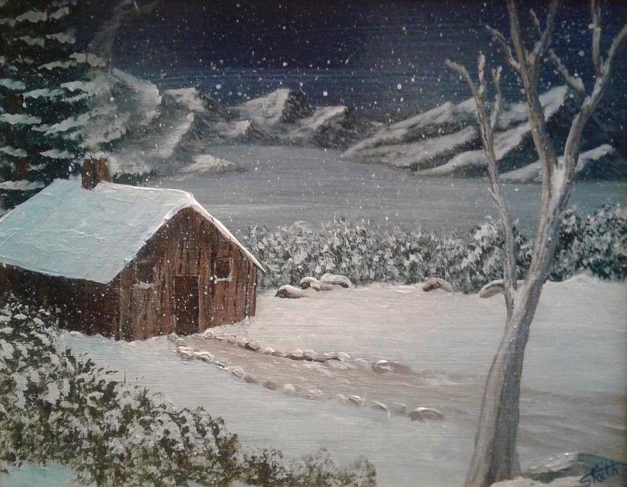 Cold Winters Night Painting by Sheri Keith