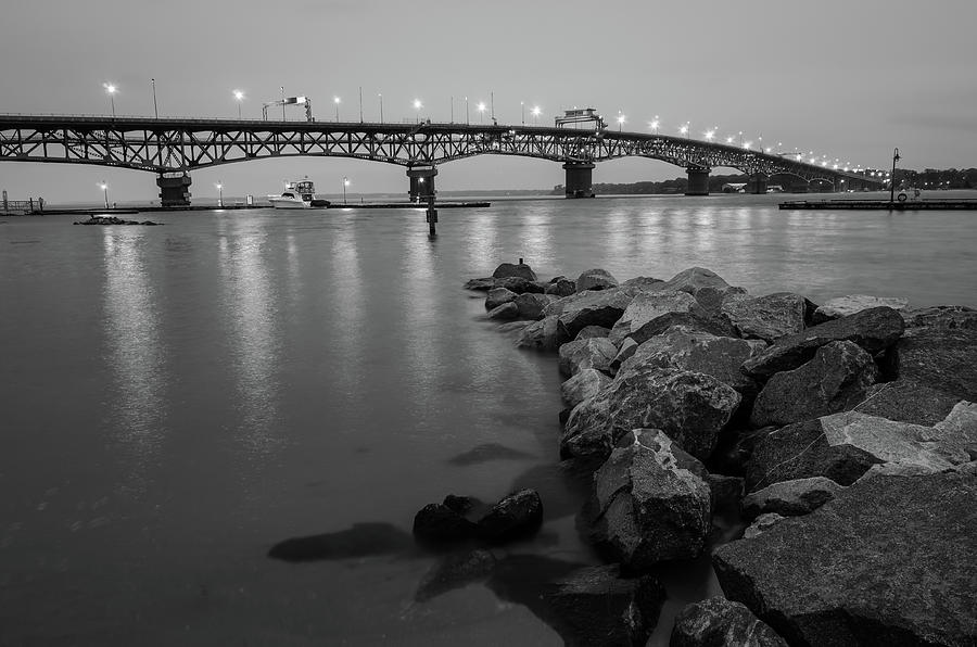 Black And White Photograph - Coleman Bridge in Black and White by Mike OShell