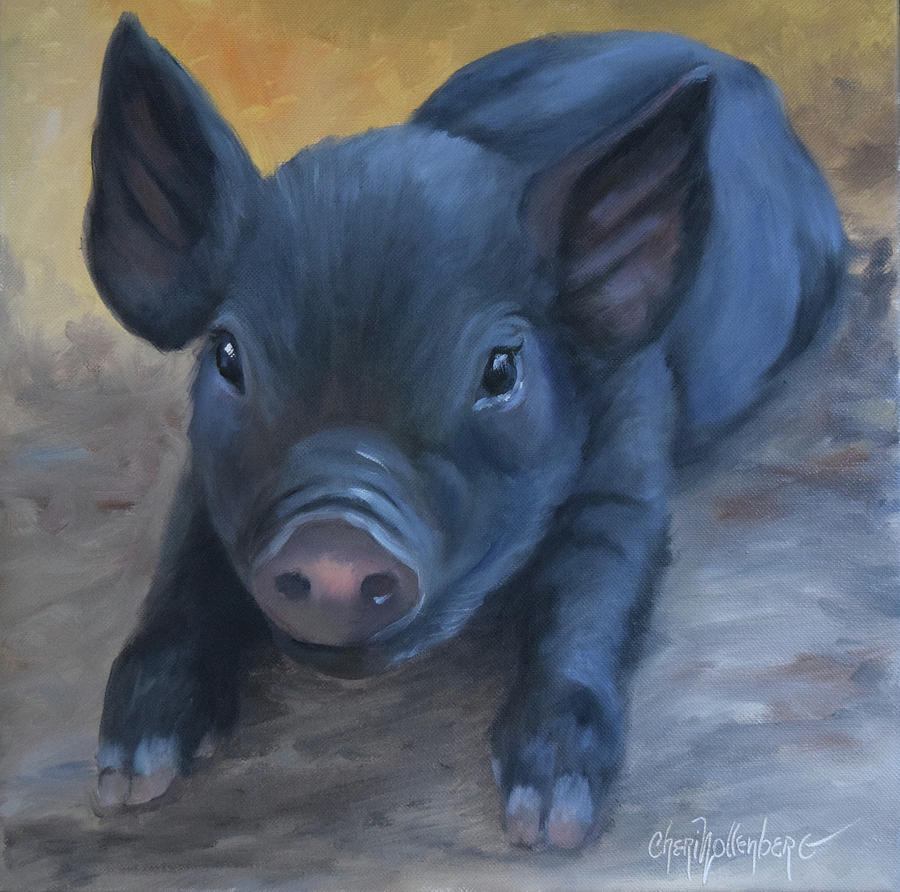 Coles Baby Poland Pig Painting by Cheri Wollenberg