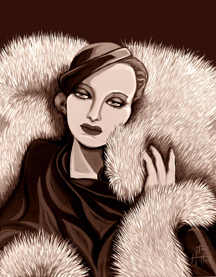 Hollywood Painting - Colette in Sepia Tone by Tara Hutton