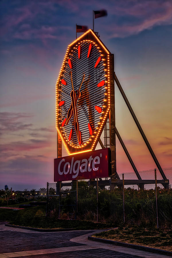Colgate Clock Sunset Photograph by Susan Candelario