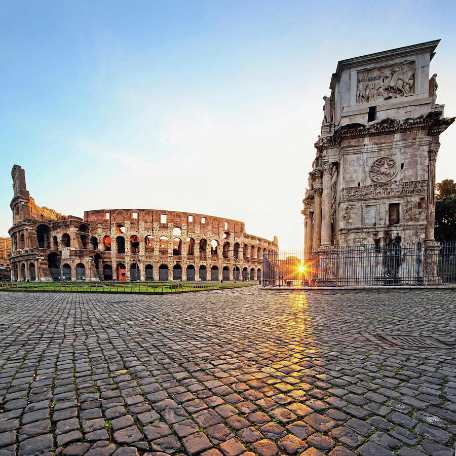 Coliseum & Arch, Rome, Italy Digital Art by Maurizio Rellini