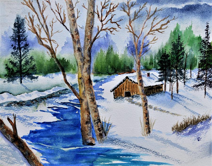 Collaboration Winter Watercolor Painting by Warren Thompson