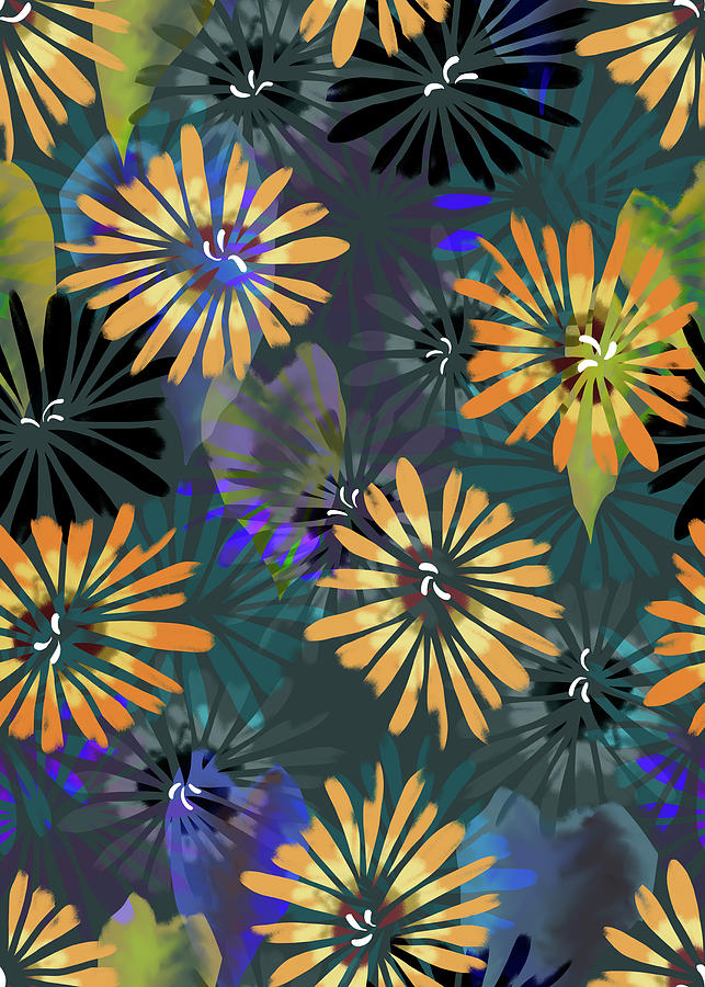 Flower Mixed Media - Collage Florals Bon Voyage Repeat Pattern by Rachel Watson Pattern