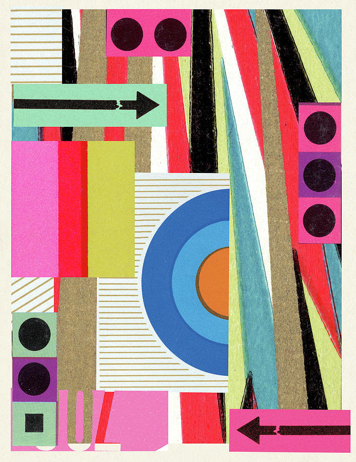 Vintage Drawing - Collage illustration with colorful geometric shapes by CSA Images