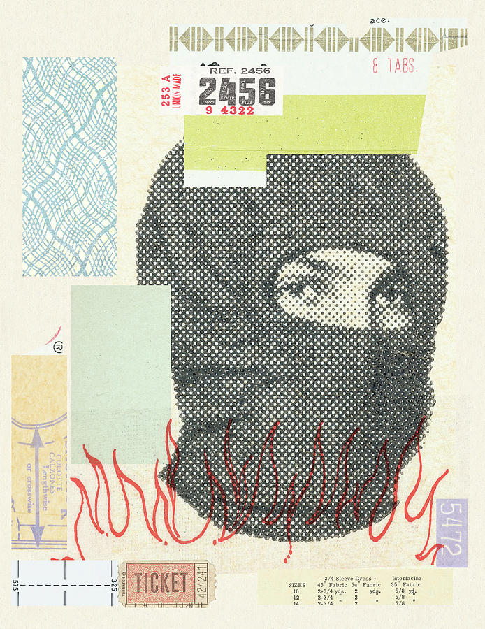 Abstract Drawing - Collage illustration with man in balaclava by CSA Images