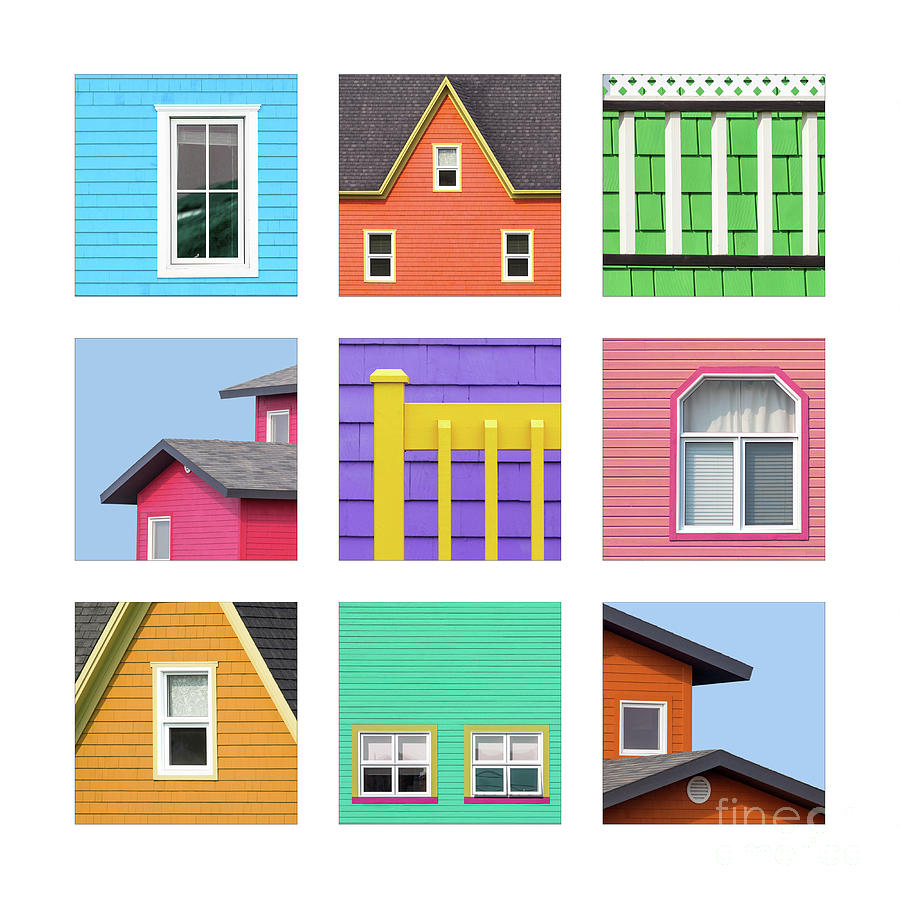 Collage of details of the colourful houses of the Magdalen Islan Photograph by Jane Rix