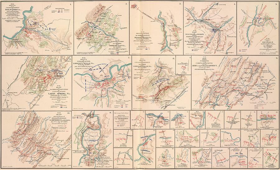 Collage of Virginia Civil War Battlefields Maps pub 1895 by USA ...