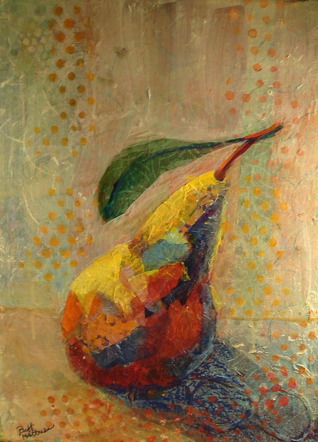 Collaged Pear Mixed Media by Buff Holtman