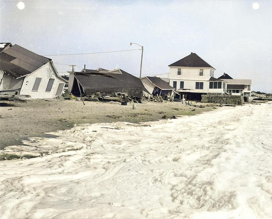 Collapsed Houses, Damaged By The Blizzard Of 1978, Along The Maine Coast Colorized By Ahmet Asar Painting