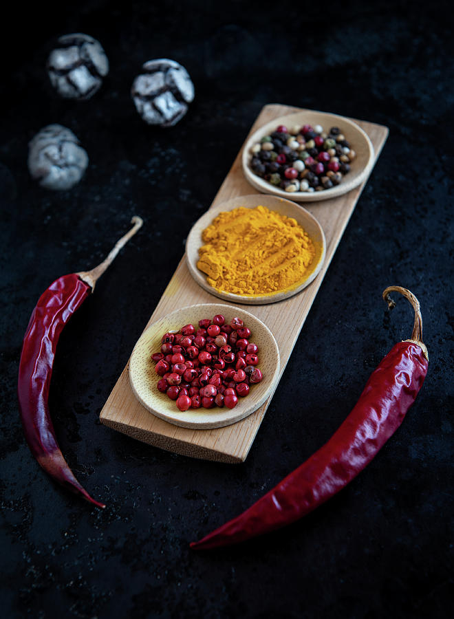 Collection of aromatic herbal peeper spices Photograph by Michalakis Ppalis