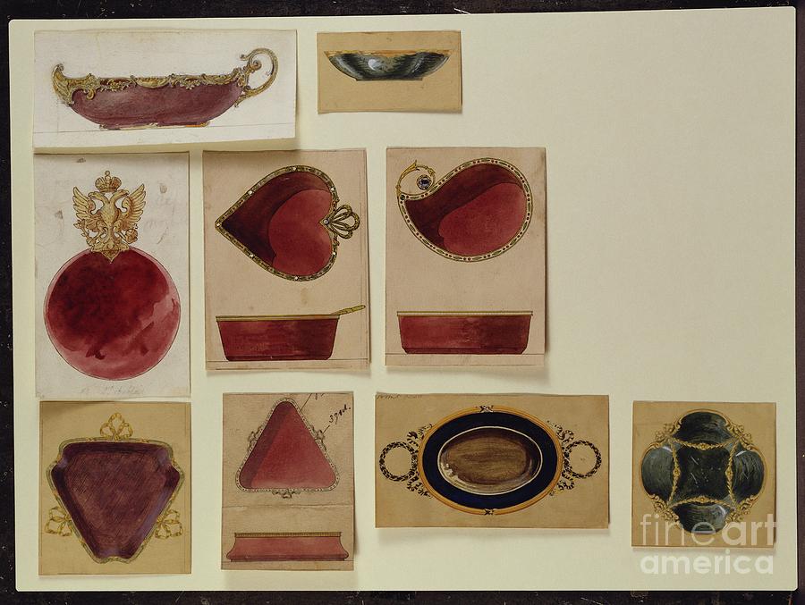 Collection Of Dish Designs, House Of Carl Faberge Painting by Carl Fabergé