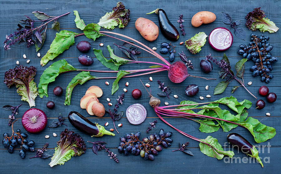 Salad Photograph - Collection Of Fresh Purple Fruit And by Kateryna Sednieva Salad Photograph - Collection Of Fresh Purple Fruit And by Kateryna Sednieva